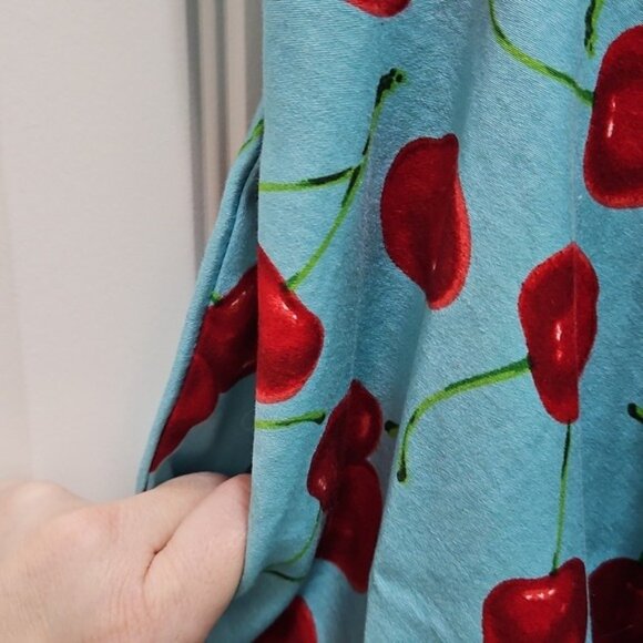 Ixia Retro Cherry Print Swing Dress Size Medium USA Quirky Novelty Rockabilly - Picture 11 of 12